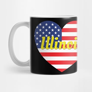 Illinois American Flag Heart Mug